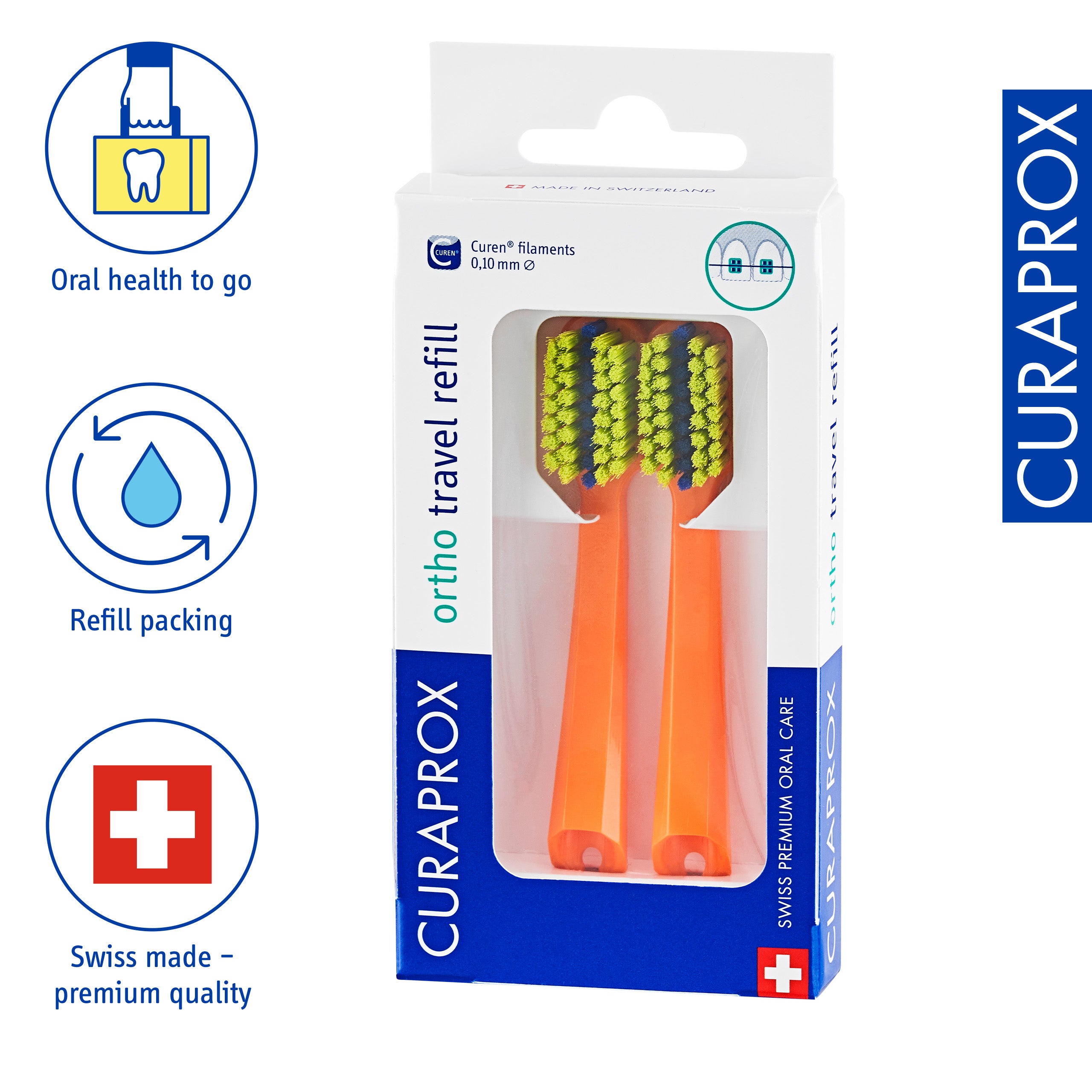 Ortho Travel Set spare brush head. Orange. 2 pcs - Image 2